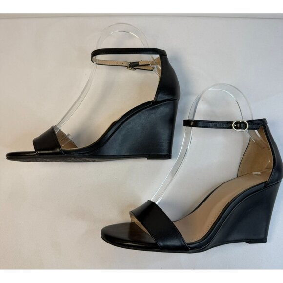 Kelly & Katie Himesta Women's Size 7WW Black Wedge Sandal Casual Minimalist - Picture 6 of 13